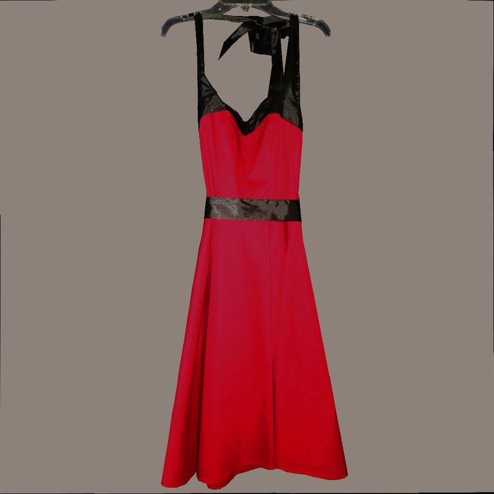 Red and Black Halter cocktail dress